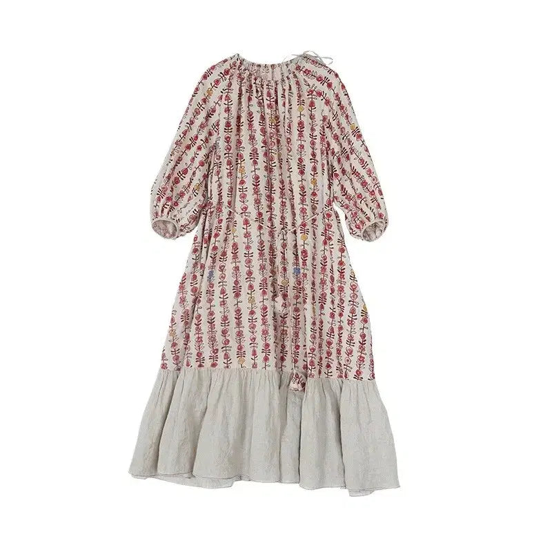 [BUNJANG] Floral Pattern Long Dress / 플라워 패턴 롱 원피스 벌룬소매
