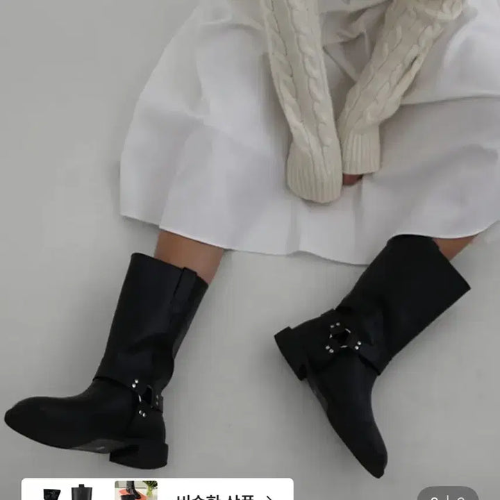 [BUNJANG] Laroom Black Ring Buckle Biker Boots / 새상품)라룸 블랙 링 버클 바이커 부츠