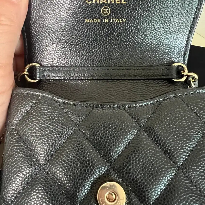 [BUNJANG] Chanel Caviar Square Mini Chain Bag Black / 샤넬 캐비어 스퀘어 미니 체인백 블랙