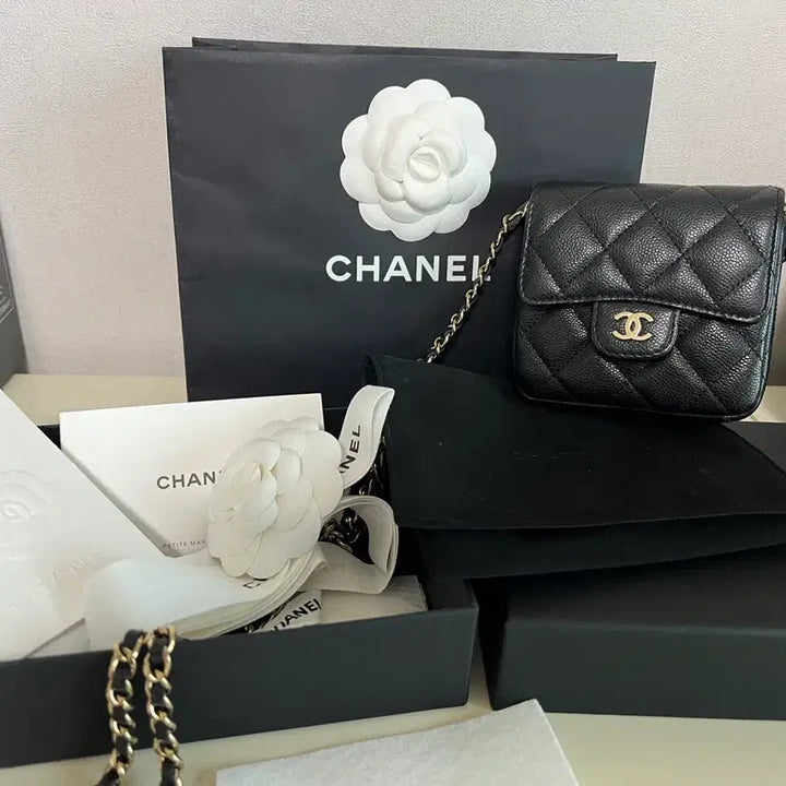 [BUNJANG] Chanel Caviar Square Mini Chain Bag Black / 샤넬 캐비어 스퀘어 미니 체인백 블랙