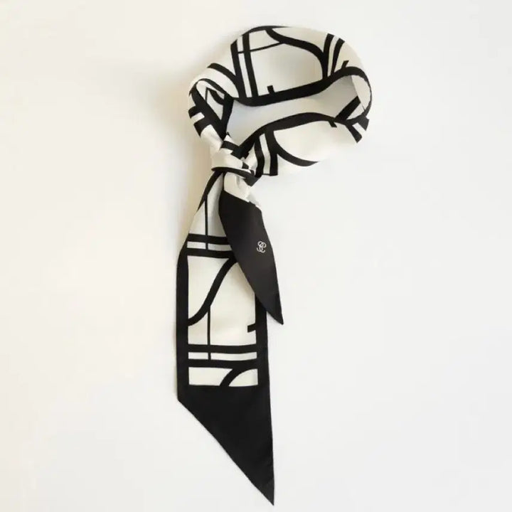 [BUNJANG] SIE Pattern Silk Scarf Black / SIE 시에 패턴 실크 스카프 블랙