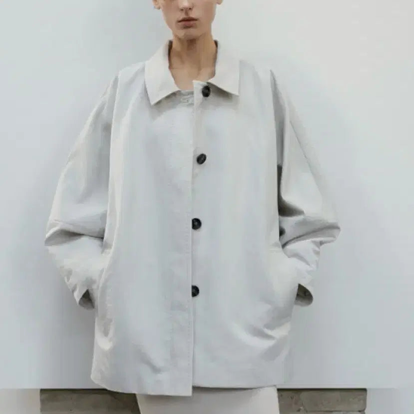 [BUNJANG] Karieur Crinkle Half Trench Coat / 새상품 케리에르 크링클하프트렌치 클라우드