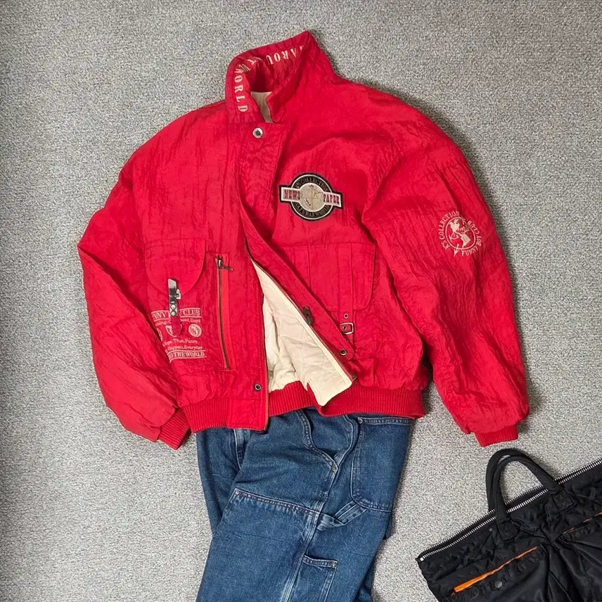 [BUNJANG] 105 News Paper Reversible Quilted Harrington Jacket / [105]뉴스페이퍼 봄버 해링턴 자켓 퀼팅 리버시블