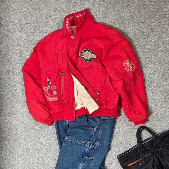 [BUNJANG] 105 News Paper Reversible Quilted Harrington Jacket / [105]뉴스페이퍼 봄버 해링턴 자켓 퀼팅 리버시블