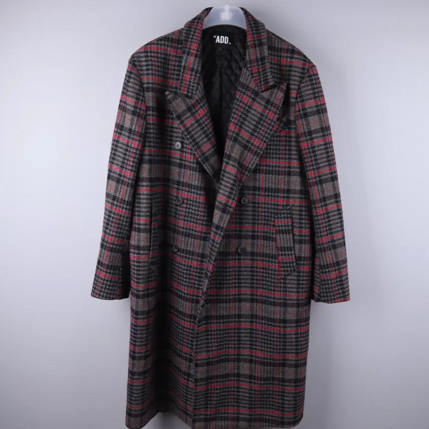 [BUNJANG] ADD Double Long Coat (L) / ADD 에드 체크 더블 롱 코트 (L)