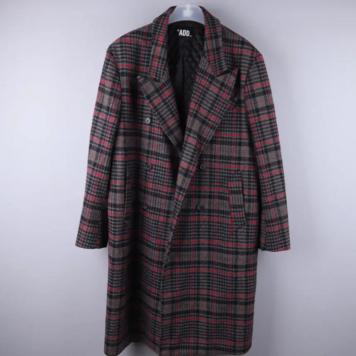 [BUNJANG] ADD Double Long Coat (L) / ADD 에드 체크 더블 롱 코트 (L)