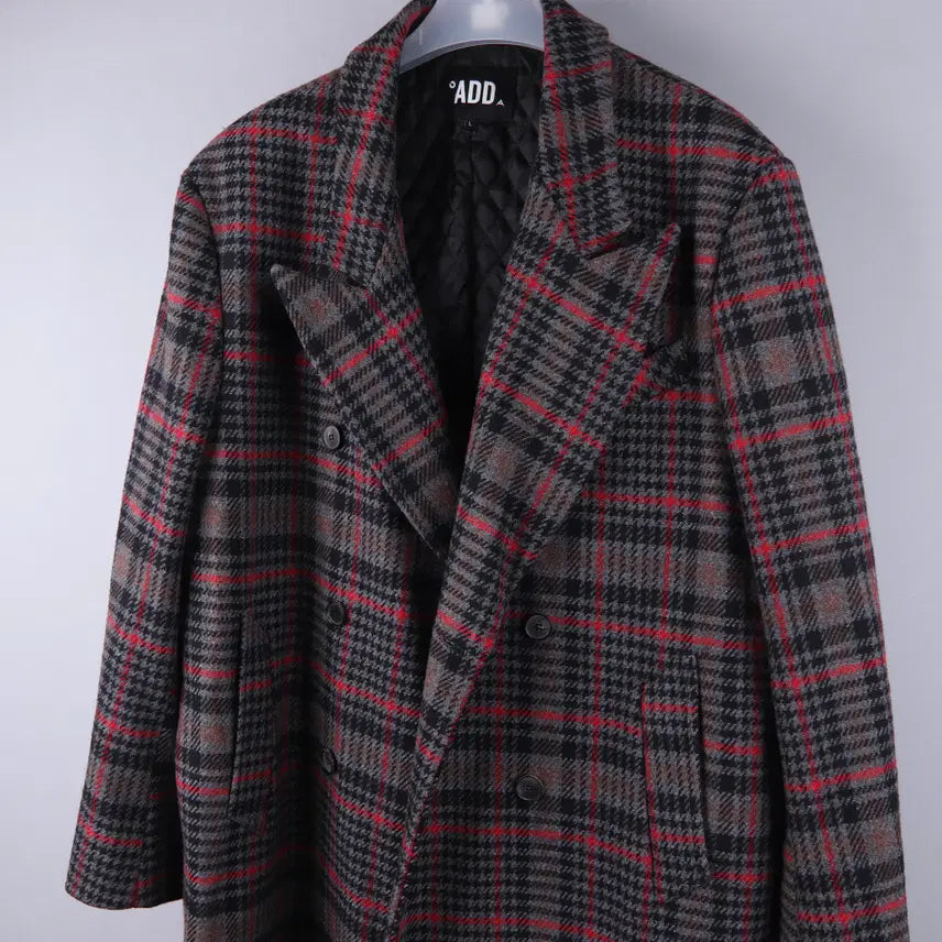 [BUNJANG] ADD Double Long Coat (L) / ADD 에드 체크 더블 롱 코트 (L)