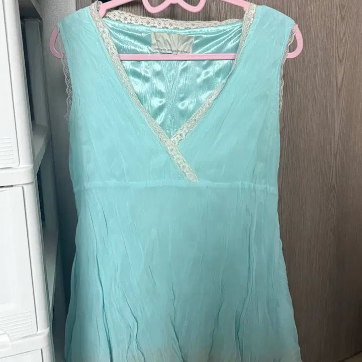[BUNJANG] Vintage Mint Ruffle Mini Dress / 빈티지 갸루 민트 키치 나시 원피스 캉캉 프릴