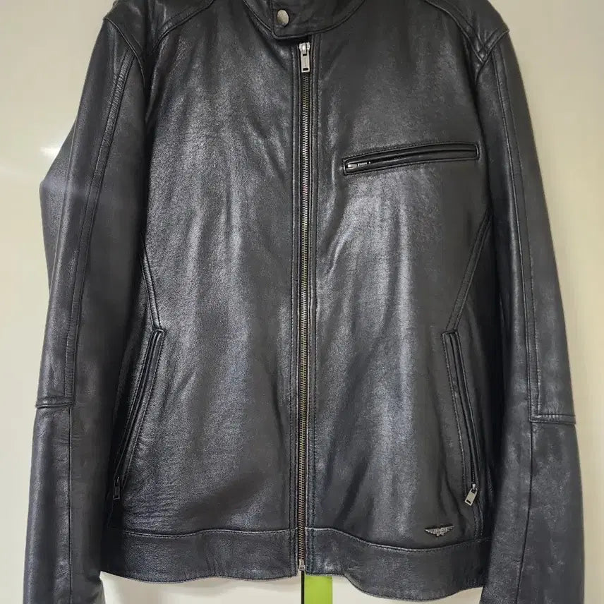 [BUNJANG] Police Black Leather Rider Jacket L Size / 폴리스 블랙 가죽 라이더 자켓 L사이즈 100사이즈
