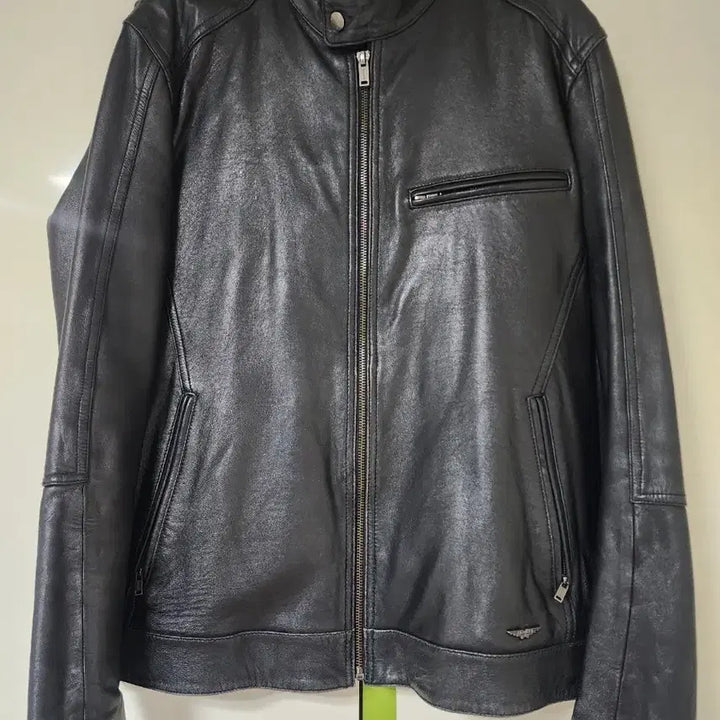 [BUNJANG] Police Black Leather Rider Jacket L Size / 폴리스 블랙 가죽 라이더 자켓 L사이즈 100사이즈