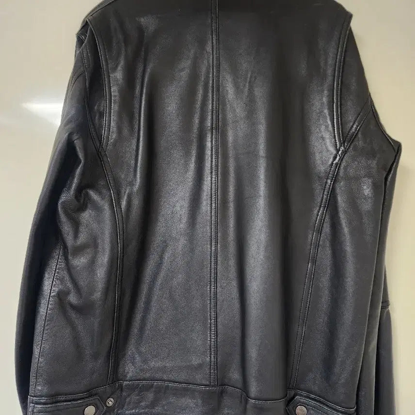 [BUNJANG] Police Black Leather Rider Jacket L Size / 폴리스 블랙 가죽 라이더 자켓 L사이즈 100사이즈