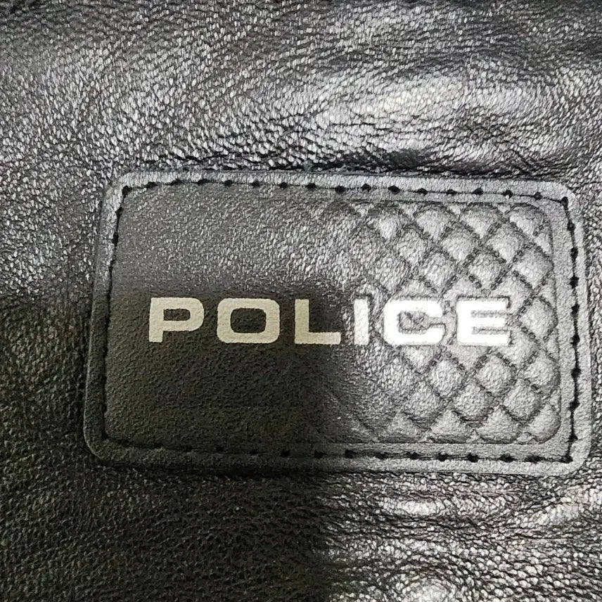 [BUNJANG] Police Black Leather Rider Jacket L Size / 폴리스 블랙 가죽 라이더 자켓 L사이즈 100사이즈