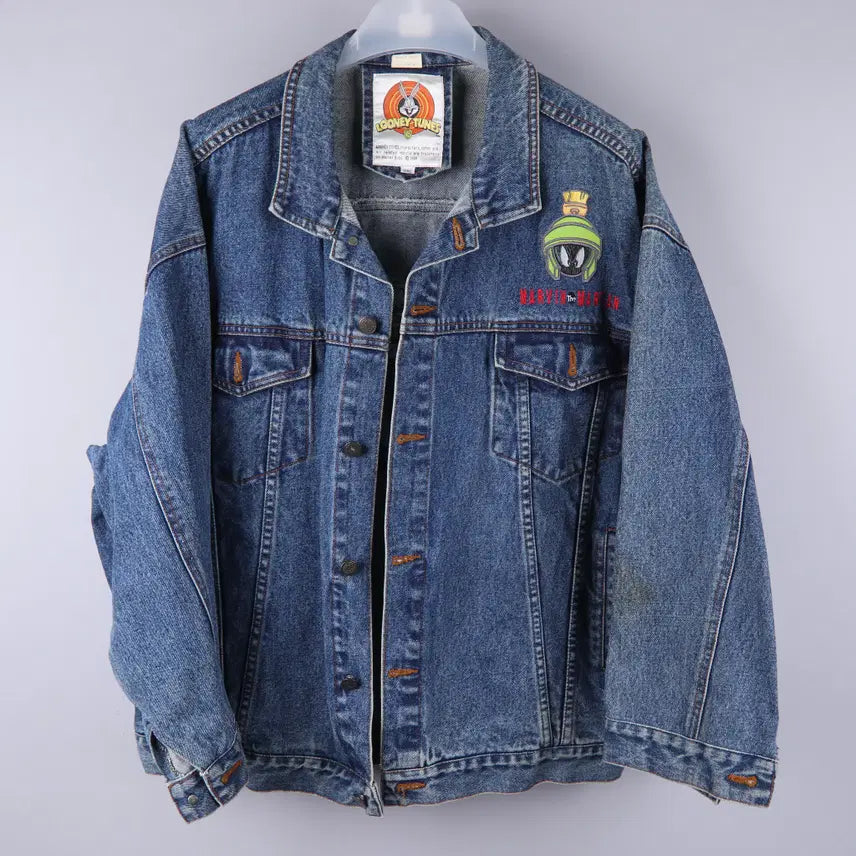 [BUNJANG] Looney Tunes Marvin Patch Denim Trucker Jacket (3XL) / 빈티지 루니툰즈 Marvin 패치 데님 트러커 자켓 (3XL)