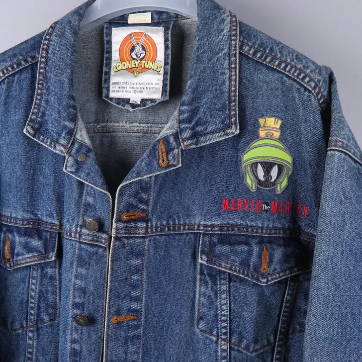 [BUNJANG] Looney Tunes Marvin Patch Denim Trucker Jacket (3XL) / 빈티지 루니툰즈 Marvin 패치 데님 트러커 자켓 (3XL)