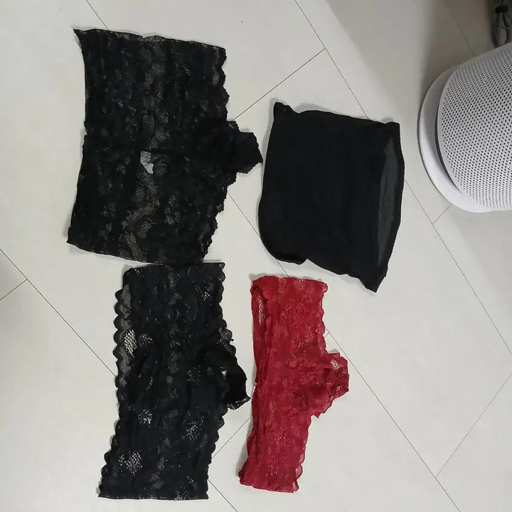 [BUNJANG] Lace Panties Set / 레이스 여성 팬티 블랙/레드 3종외