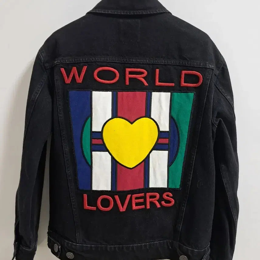 [BUNJANG] Sandro Black Denim World Lovers Embroidered Cricket Jacket / 산드로 크러커 흑청 데님  자켓  36(55)