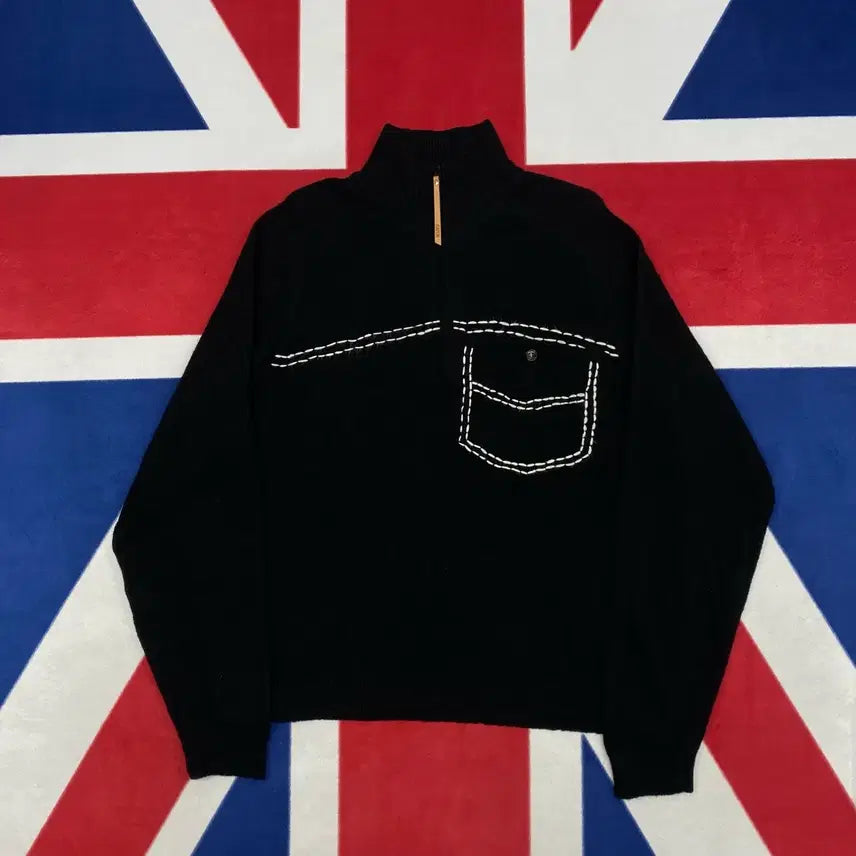 [BUNJANG] Setter Pocket Stitch Half Zip-up Knit Sweater / 세터 포켓 스티치 하프집업 니트 L 실측 XL