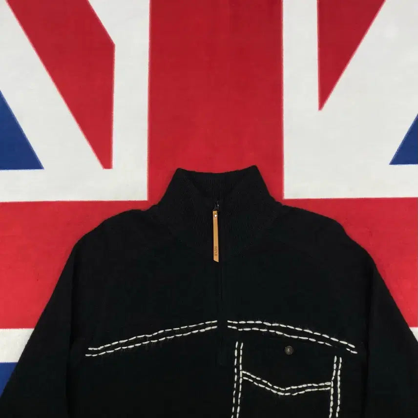 [BUNJANG] Setter Pocket Stitch Half Zip-up Knit Sweater / 세터 포켓 스티치 하프집업 니트 L 실측 XL