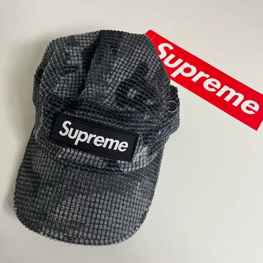 [BUNJANG] Supreme Grilled Velvet Camp Cap Black Camo / 슈프림 그릴드 벨벳 캠프캡 블랙 카모