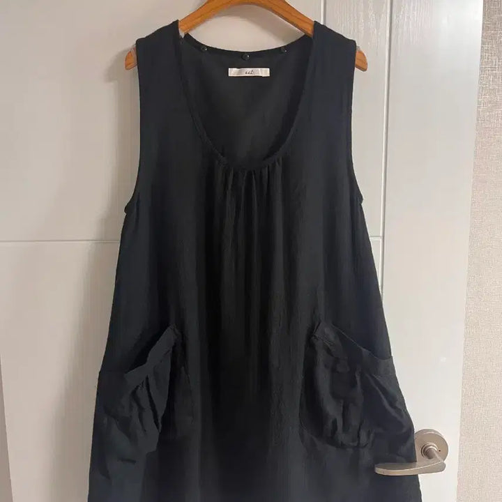 [BUNJANG] Vintage Black Vest Dress Wool Blend M / (일본 수입 빈티지)블랙 조끼 나시 원피스 라운드 포켓 울함유 M