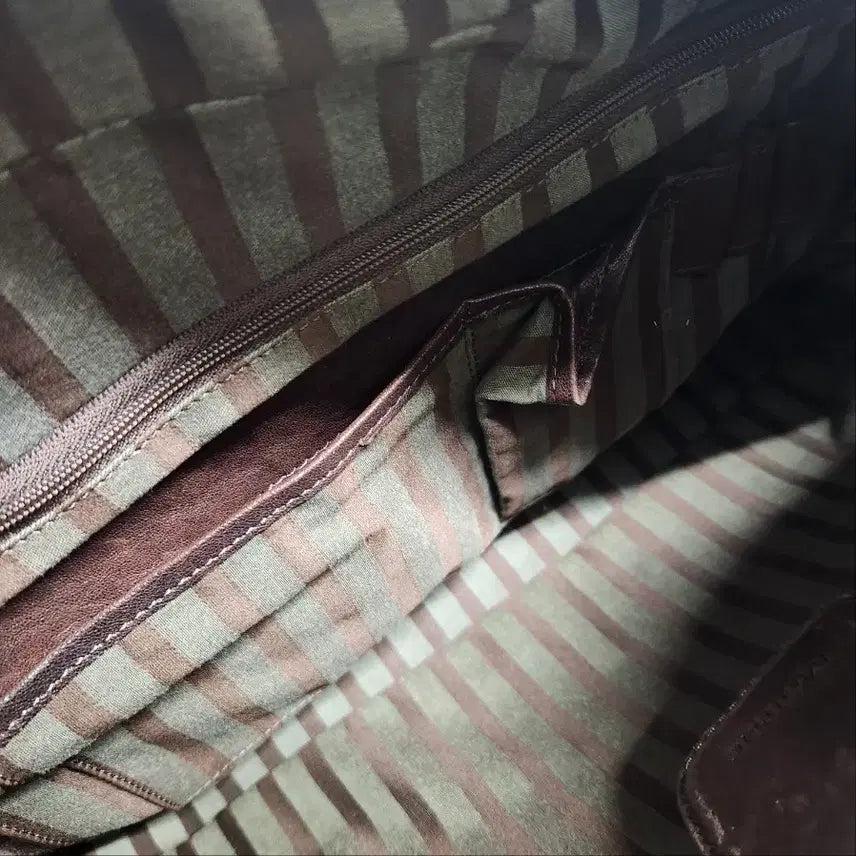 [BUNJANG] Montsac Vintage Dark Brown Leather Tote/Shoulder Bag with Card Wallet / 몽삭 빈티지 다크브라운 천연가죽 토트/숄더백+카드지갑