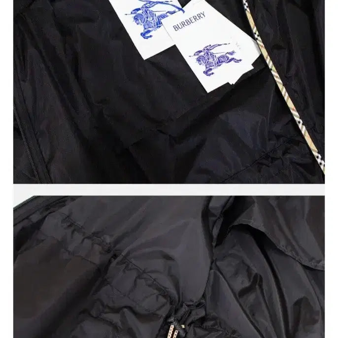 [BUNJANG] Burberry Women's Check Panel Windbreaker Black XS / 새상품)버버리 바람막이 여성 체크배색(롱) 윈드브레이커 블랙 XS(44)