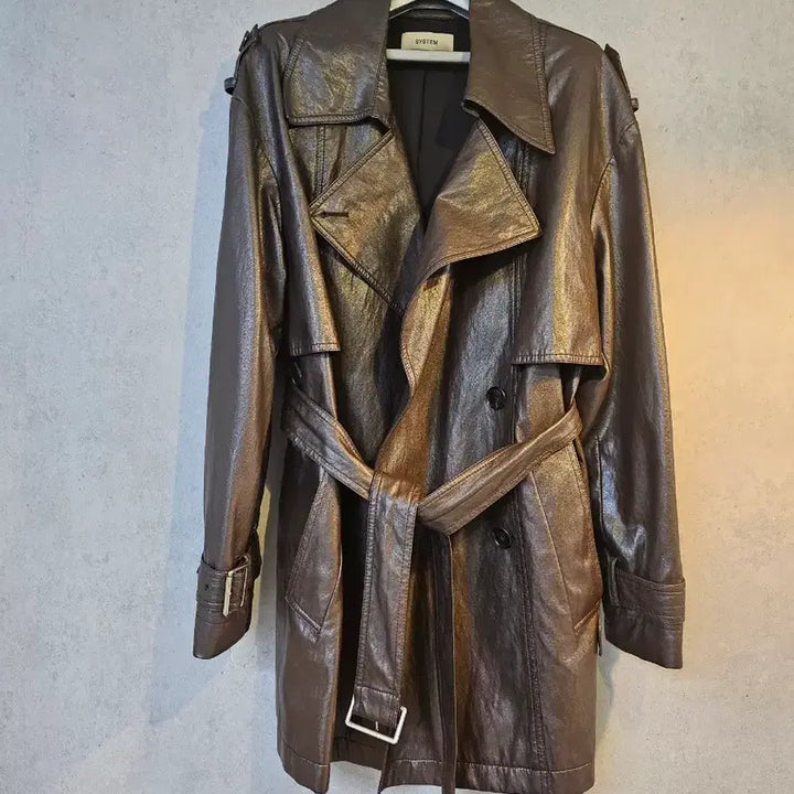 [BUNJANG] System Faux Leather Jacket / 한섬 시스템 페이크레더 자켓