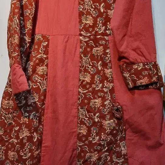 [BUNJANG] Floral Quilted Long Dress / 꽃무늬 퀼팅 롱 원피스