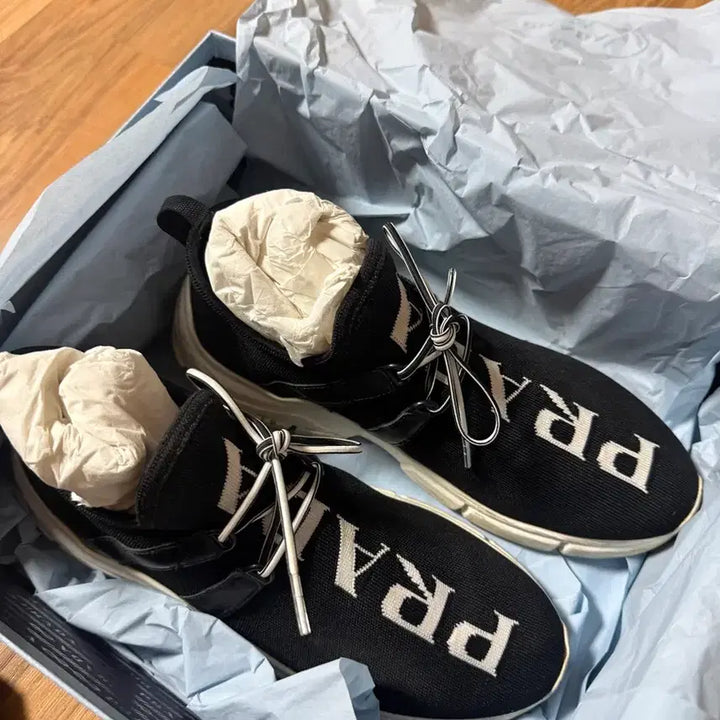 [BUNJANG] Prada Knit Sneakers Black Size 37.5 / 프라다 니트 스니커즈 블랙 37.5 (240-245)