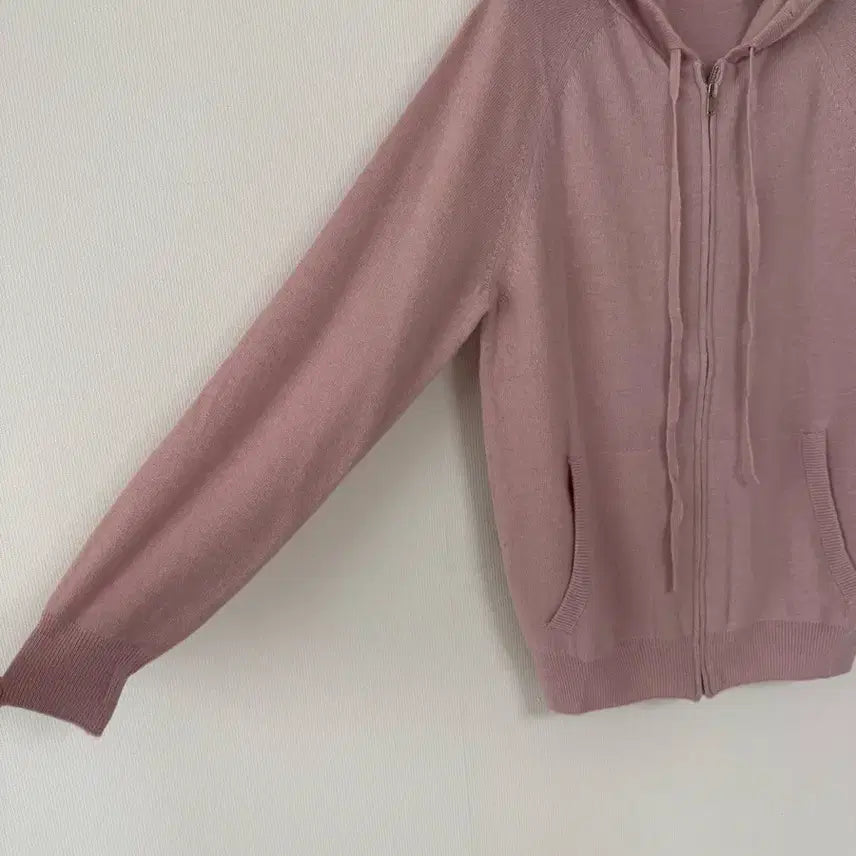 [BUNJANG] Pink Wool Knit Hooded Zip-up / 새제품   부드러운 울 니트 후드 핑크집업