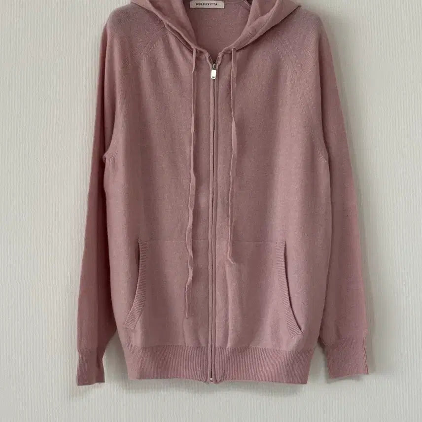 [BUNJANG] Pink Wool Knit Hooded Zip-up / 새제품   부드러운 울 니트 후드 핑크집업