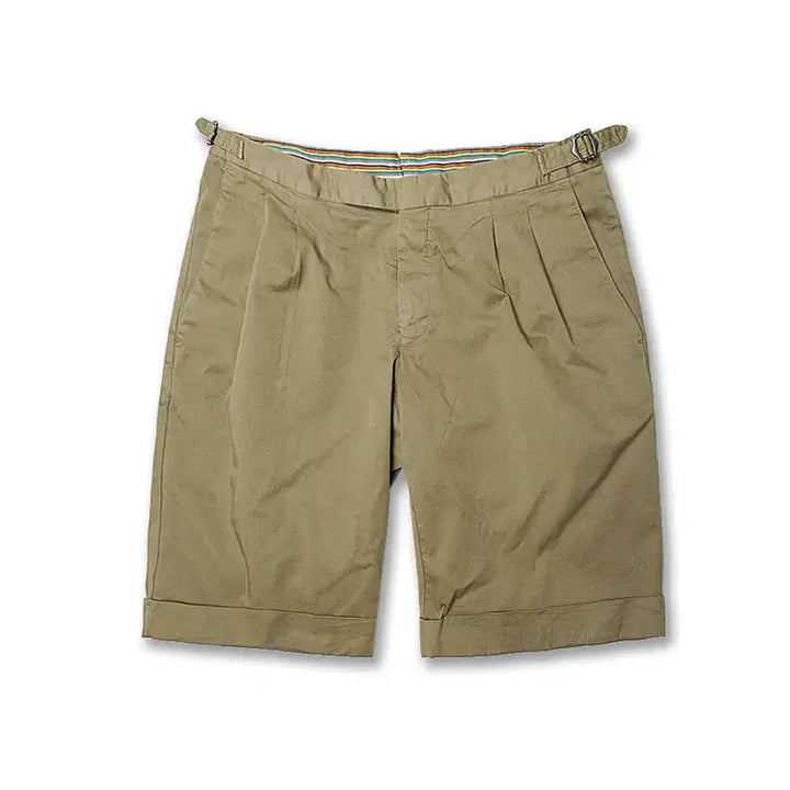 [BUNJANG] Germano Tredy Khaki Two-Pleats Classic Casual Short Pants / 제르마노 [Germano] 트레디 카키 투플리츠 클래식 캐주얼 숏팬츠
