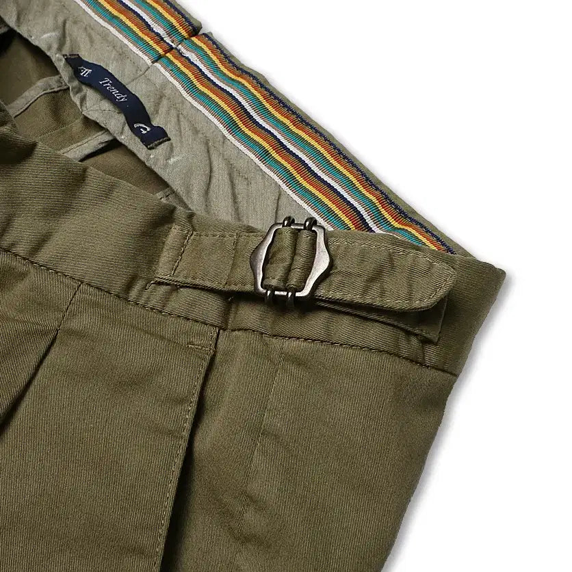 [BUNJANG] Germano Tredy Khaki Two-Pleats Classic Casual Short Pants / 제르마노 [Germano] 트레디 카키 투플리츠 클래식 캐주얼 숏팬츠