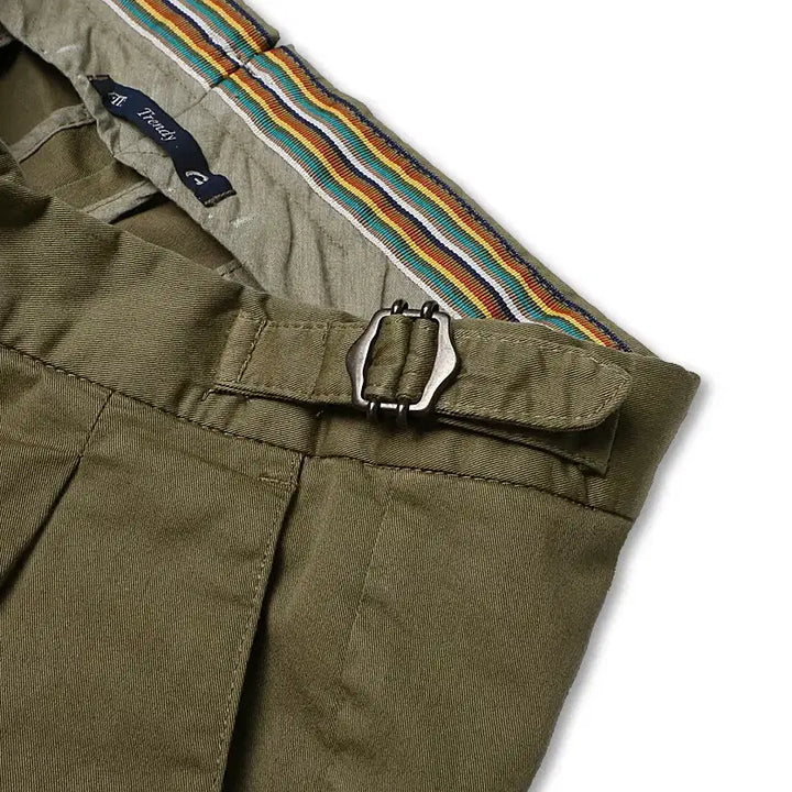 [BUNJANG] Germano Tredy Khaki Two-Pleats Classic Casual Short Pants / 제르마노 [Germano] 트레디 카키 투플리츠 클래식 캐주얼 숏팬츠