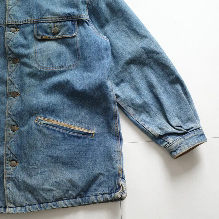 [BUNJANG] Lee 80s Sherpa Lined Corduroy Collar Denim Jacket M / 80s Lee 리 라이더 쉐르파 코듀로이 카라 렌치 데님자켓 M