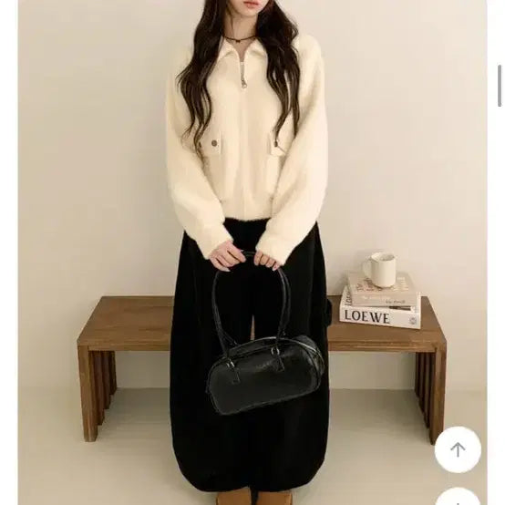 [BUNJANG] Angora Fur Collar Zip-Up Jacket Black / 앙고라 퍼 카라 집업 자켓 블랙