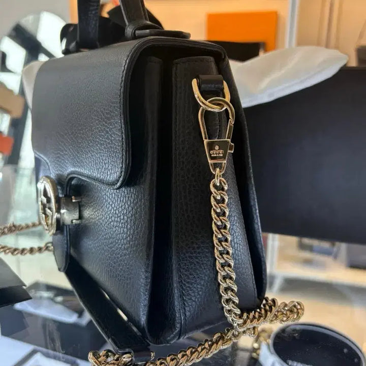 [BUNJANG] Gucci GG Interlocking Top Handle Chain Shoulder Bag / [정품] 구찌 GG 인터로킹 탑 핸들 체인 숄더백 블랙