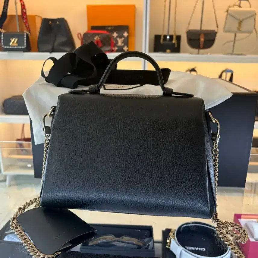 [BUNJANG] Gucci GG Interlocking Top Handle Chain Shoulder Bag / [정품] 구찌 GG 인터로킹 탑 핸들 체인 숄더백 블랙