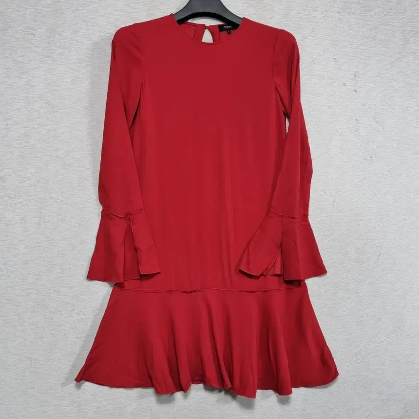[BUNJANG] Theory Midi Dress Red Frill Sleeve Women&