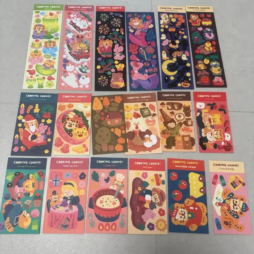 [BUNJANG] Cooking Cookie Removable Stickers Bundle Set / 쿠킹쿠키 다꾸 스티커 리무버블 모조지 일괄 32장