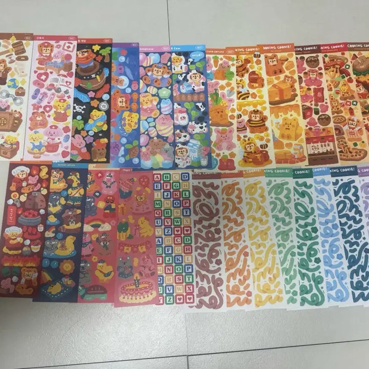 [BUNJANG] Cooking Cookie Removable Stickers Bundle Set / 쿠킹쿠키 다꾸 스티커 리무버블 모조지 일괄 32장