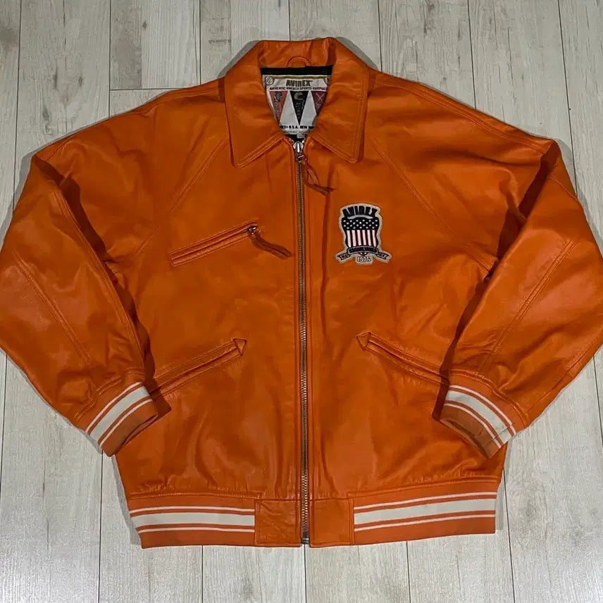 [BUNJANG] AVIREX Icon Leather Jacket / [XXL] 아비렉스 AVIREX 아이콘 레더 자켓 가죽 자켓 오렌지