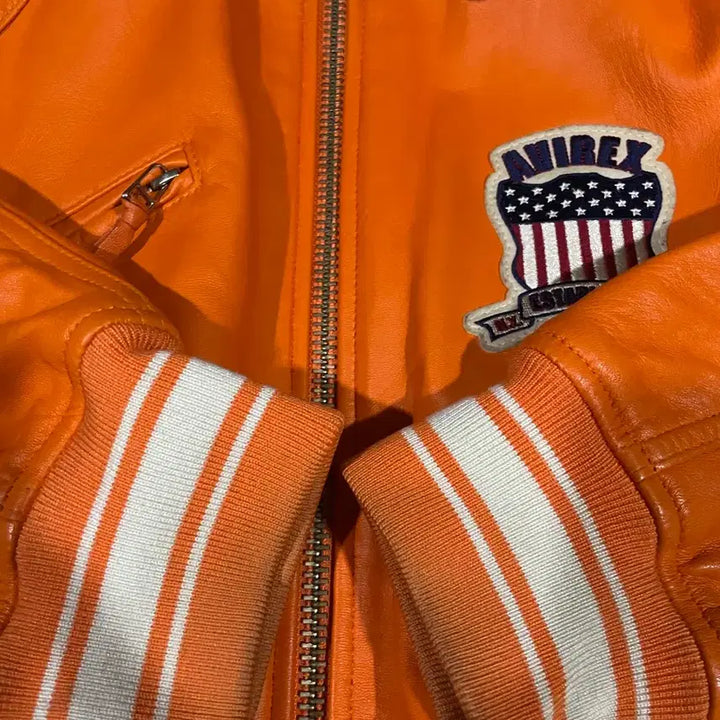 [BUNJANG] AVIREX Icon Leather Jacket / [XXL] 아비렉스 AVIREX 아이콘 레더 자켓 가죽 자켓 오렌지