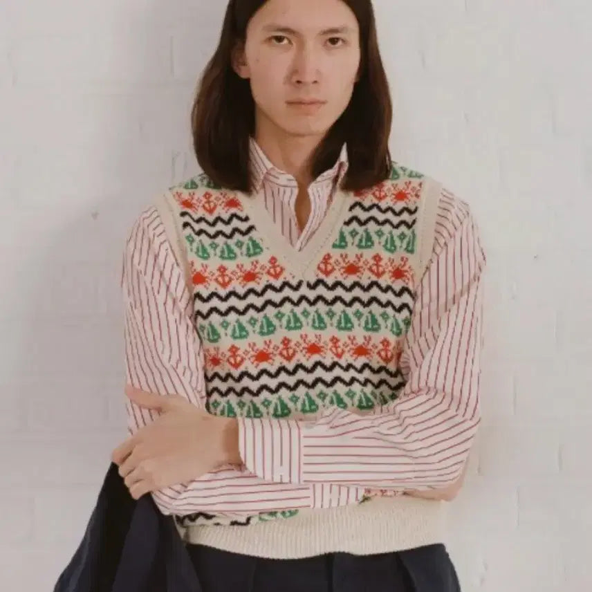 [BUNJANG] Drake's Summer Wave Fair Isle Jumper / 드레익스 Summer wave fair isle jumper