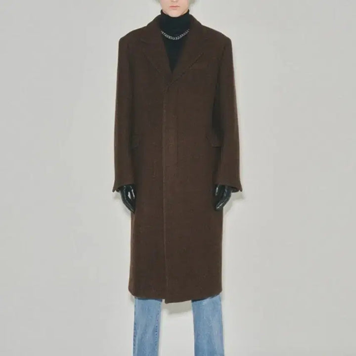 [BUNJANG] Tony Wek Herringbone Tailored Coat / [S] 토니웩 헤링본 싱글 브레스티드 테일러드 코트 블랙 브라운