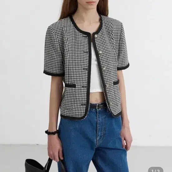 [BUNJANG] Dunst Black Check Tweed Jacket / 던스트 블랙 체크 트위드 자켓