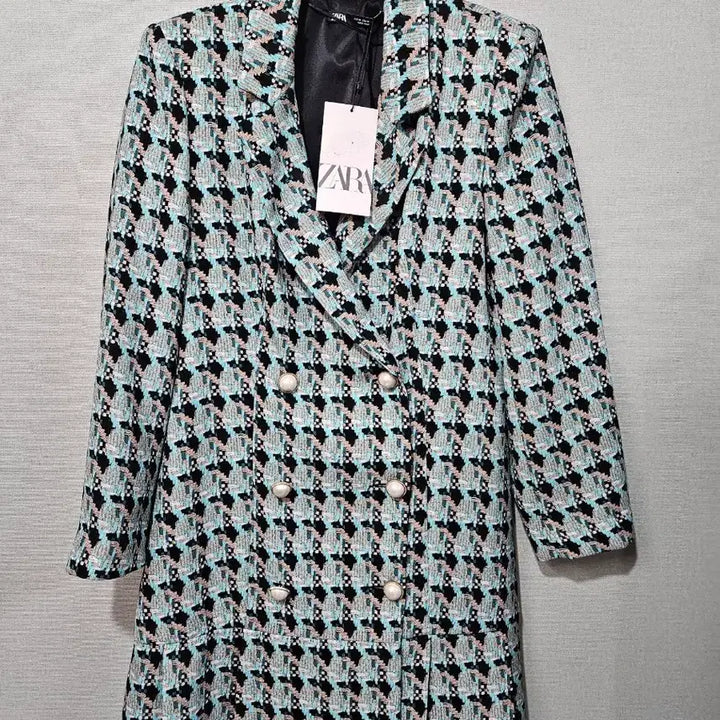 [BUNJANG] ZARA Tweed Double Button Dress Jacket / 자라 트위드 더블 버튼 원피스 자켓