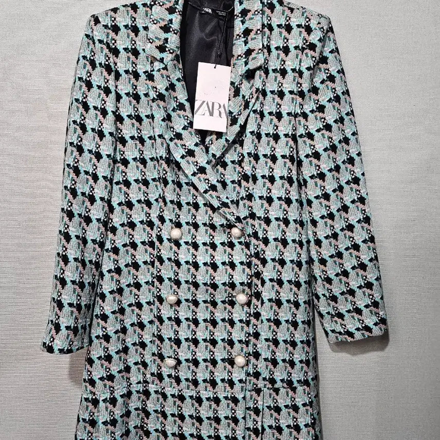 [BUNJANG] ZARA Tweed Double Button Dress Jacket / 자라 트위드 더블 버튼 원피스 자켓