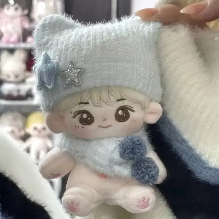 [BUNJANG] 10cm Doll Knit Beanie Hat &amp; Scarf Set / 10cm인형뜨개니트비니모자옷목도리소품양도위시코어라이즈에스파아이브하투하엔시