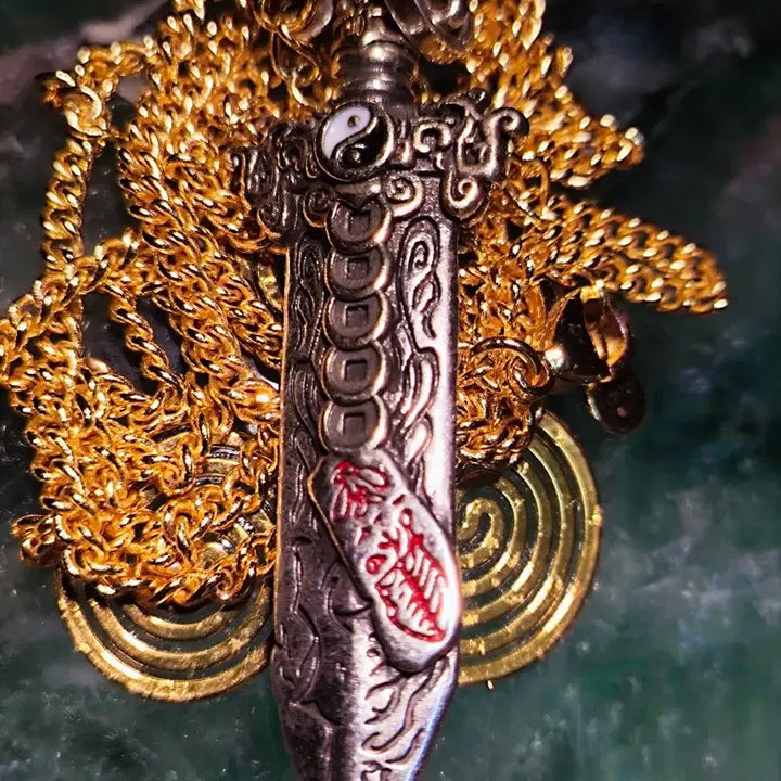[BUNJANG] Dogi Hwangbaek Talisman Necklace / 도기: 도부검: 황백 부적 법령 퇴마퇴사 도금목 걸이